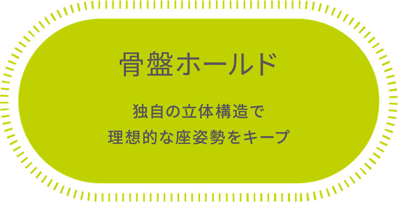 骨盤ホールド 独自の立体構造で理想的な座姿勢をキープ