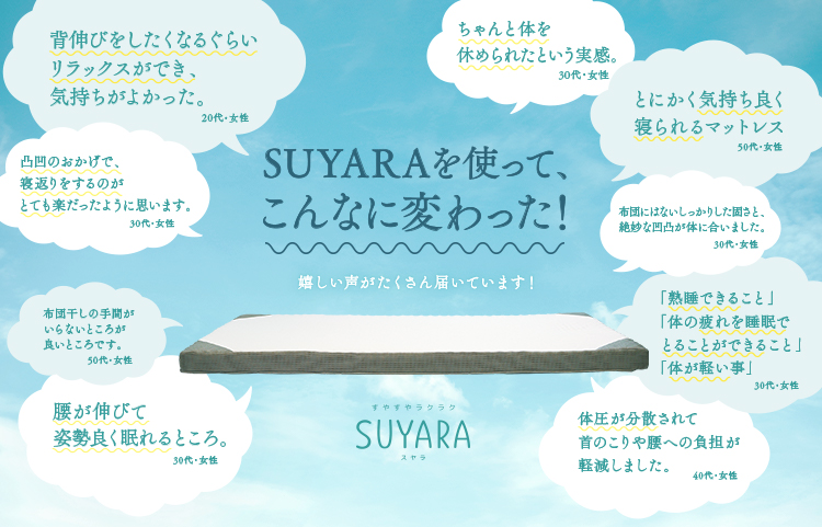 SUYARA［スヤラ］nishikawaの”すやすやラクラク～”な、マットレス。