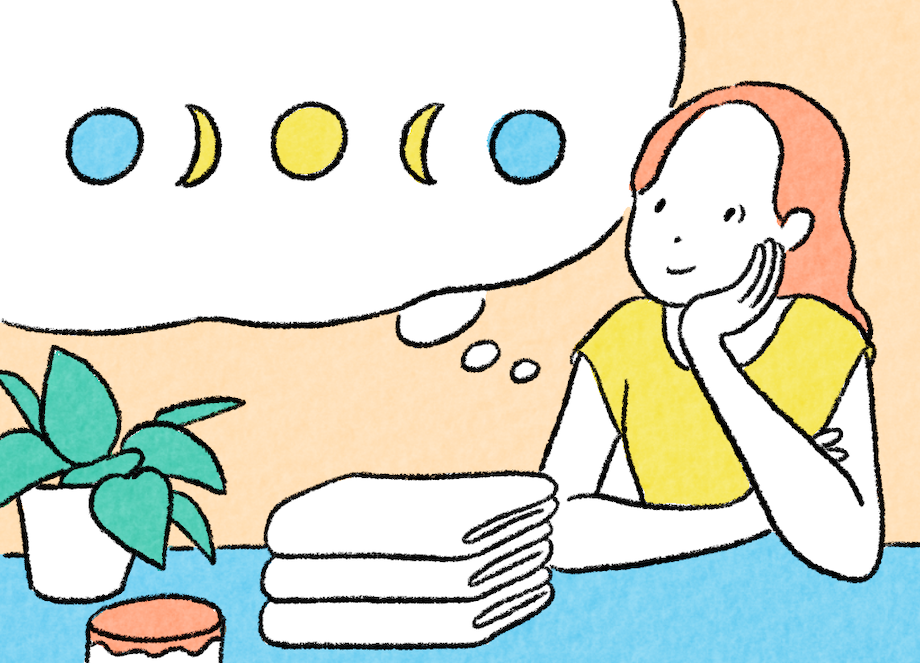 女性が月を見ている様子