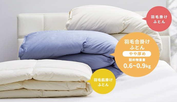 3種類の羽毛ボリューム（商品写真）