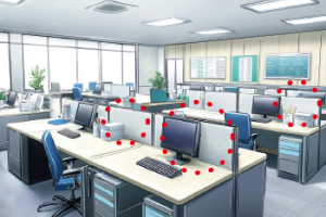 オフィスに設置された吸音パーティション