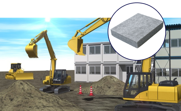 建機エンジン用吸音材の導入事例