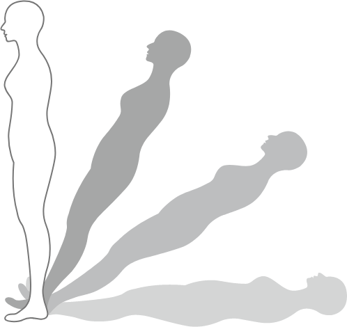 立ち姿勢と寝姿勢のシルエット