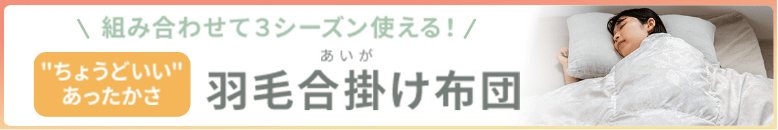 組み合わせて3シーズン使える!ちょうどいいあったかさ 羽毛合掛け布団