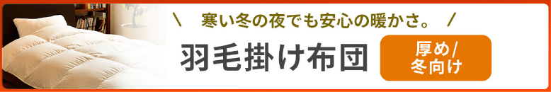 寒い冬の夜でも安心の暖かさ。羽毛掛け布団 厚め/冬向け