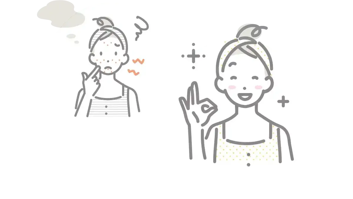 肌の悩みが改善した女性のイラスト