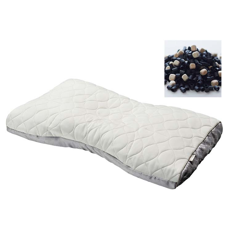 FA6020 ファインクオリティプレミアム　ミニ備長炭パイプ＆ひのき枕 70×43cm：枕　肩　枕　高さ調整　洗濯　肩こり　首こり　パイプ