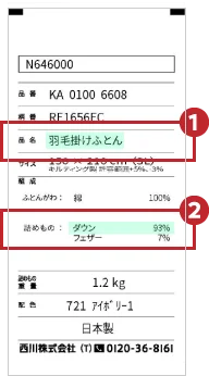 ふとんの品質表示