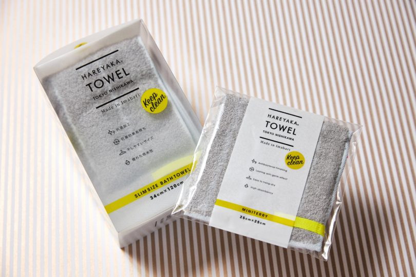 部屋干しに最適な<HAREYAKA TOWEL>のフェイスタオルとミニテリーのセット