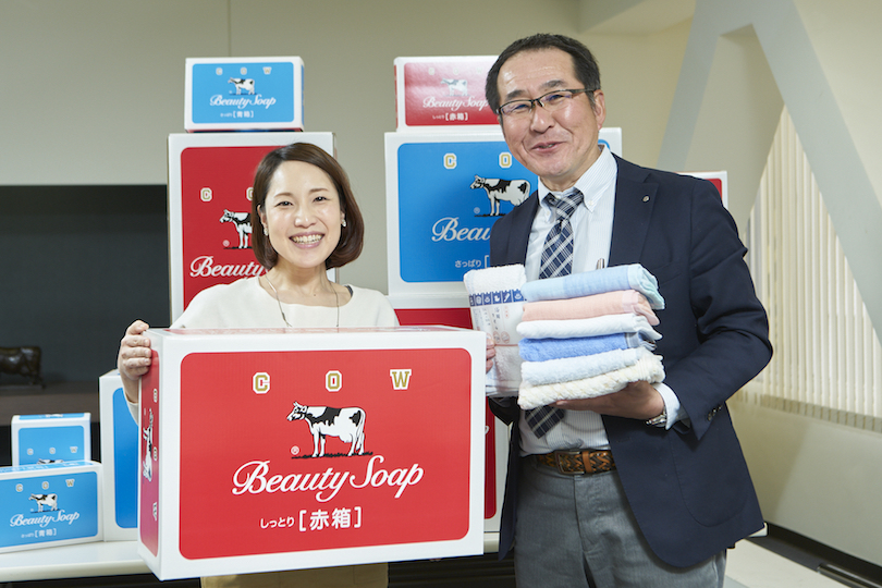 いま、若い女性から大注目の牛乳石鹸！開発者にぴったりのタオルをオススメします！
