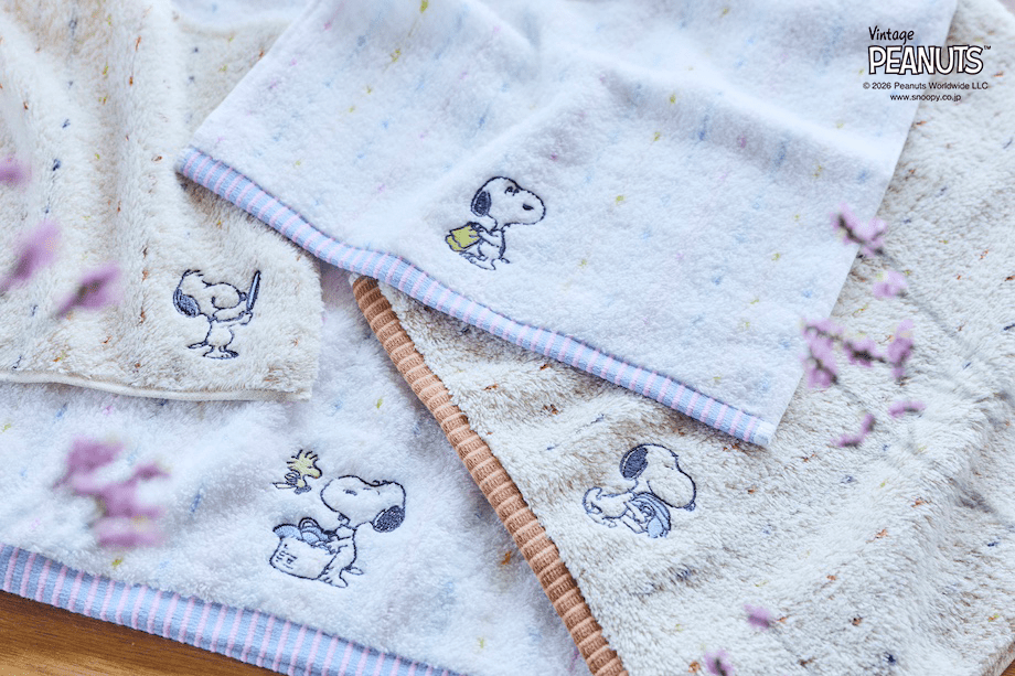 ネップ糸を使用した、カラフルなドットが印象的な「Washing」シリーズ。